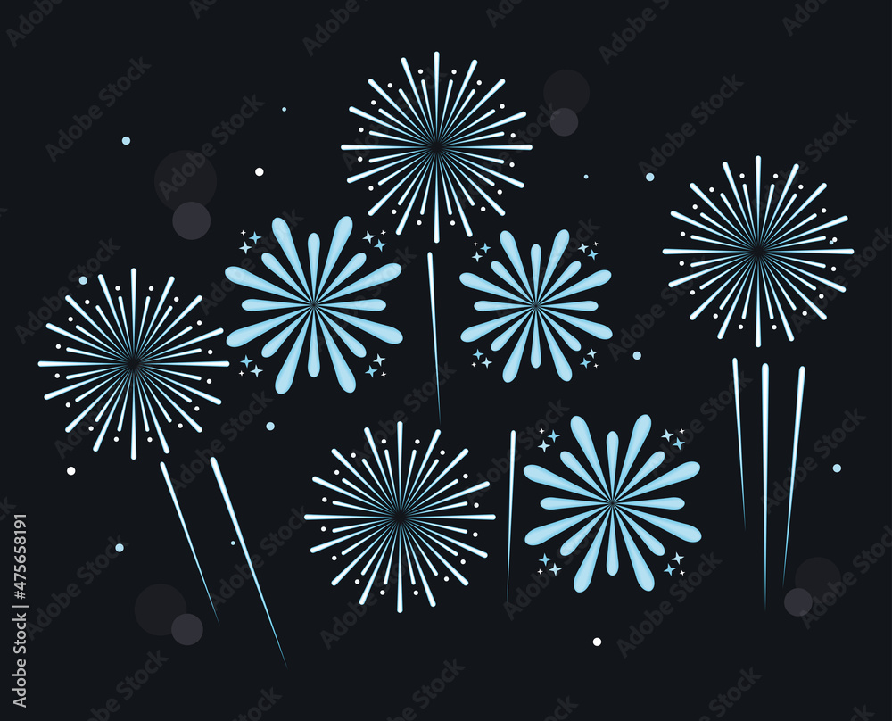 Canvas Prints seven blue fireworks