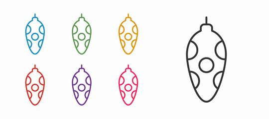 Set line Christmas toy icon isolated on white background. Merry Christmas and Happy New Year. Set icons colorful. Vector