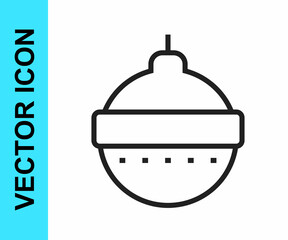 Black line Christmas ball icon isolated on white background. Merry Christmas and Happy New Year. Vector