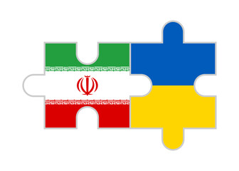 puzzle pieces of iran and ukraine flags. vector illustration isolated on white background