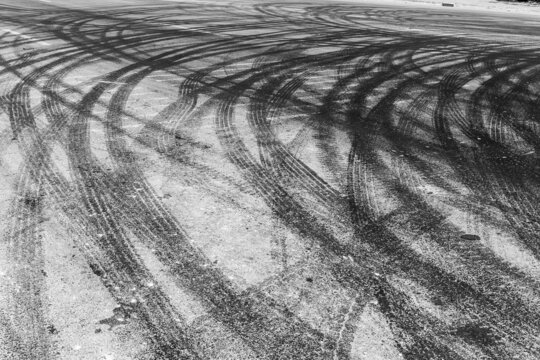 Abstract road background with tracks of tires