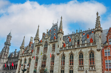 Fototapeta na wymiar The Palace of Justice is located on the Market Square, Bruges, West Flanders, Belgium,