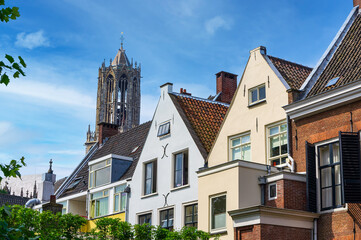 Fototapeta na wymiar Facades of old houses in the center of Utrecht