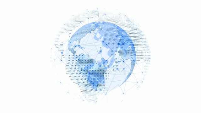 blue plexus planet white background, 3d network plexaus earth