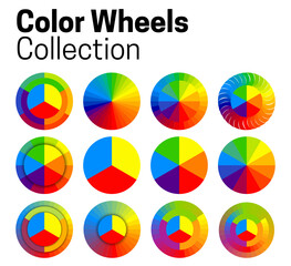 Color Wheels Collection Illustration with Color Theory and Mixing