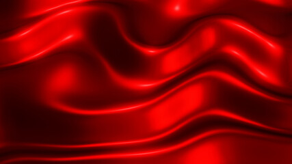Red metal texture, interesting  waves pattern silk textile wavy design, 3D render illustration.