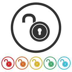 Lock icon isolated on white background, color set