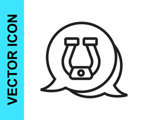 Black line Horseshoe icon isolated on white background. Vector