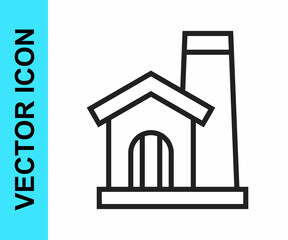 Black line Smithy workshop interior icon isolated on white background. Vector