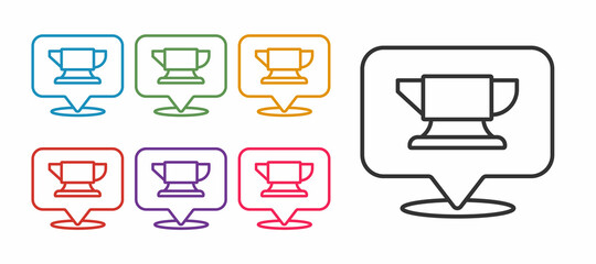 Set line Blacksmith anvil tool icon isolated on white background. Metal forging. Forge tool. Set icons colorful. Vector