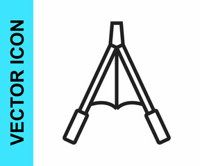 Black line Air blower bellows icon isolated on white background. Vector