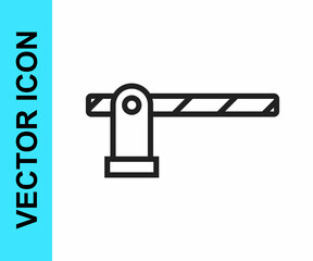 Black line Parking car barrier icon isolated on white background. Street road stop border. Vector