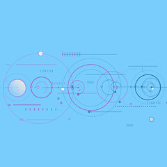 Abstract background with overlapping circles and dots. Chaotic motion.