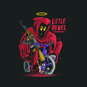 little rebel grim reaper illustration vector