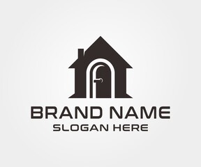 Home door logo design vector