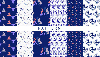 Collection of seamless patterns, vectors, backgrounds. ep 10, blue and white