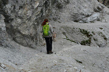 Woman hiking in Stubai Valley 