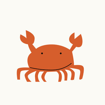 Illustration of crab on an isolated background. Dusty pastel colors. Modern flat style