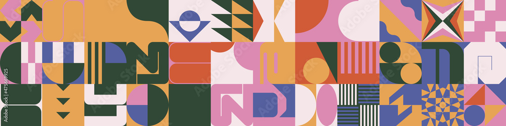 Fototapete Generative Design Artwork of Abstract Vector Generated Shapes Composition