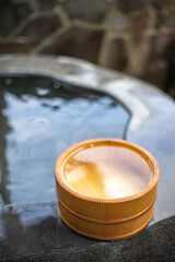 日本の温泉　露天風呂　和風イメージ