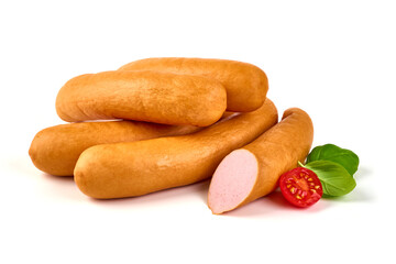 Frankfurter sausages, isolated on white background.