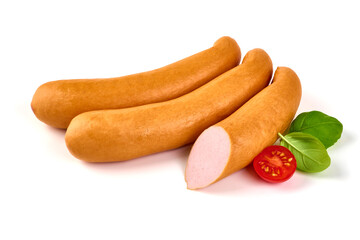 Boiled Sausages (Frankfurter), isolated on a white background.