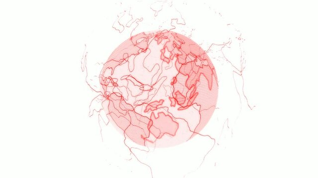 Digital earth animated on white background