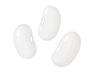 Kidney beans. White beans in cartoon style. Healthy vegetarian food illustration.