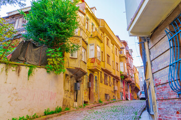 Colorful Houses in old city Balat. Balat is popular touristic destination in Istanbul