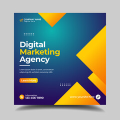 Digital Marketing Agency, Digital business marketing social media banner or square flyer vector Design Template