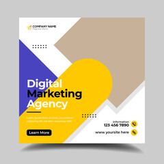 Digital Marketing Agency, Digital business marketing social media banner or square flyer vector Design Template