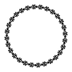 Round vintage style frame. Circular ornament of abstract oriental elements. Black and white. Vector. For invitations, tattoos, marquetry, ceramic tiles, photo album, logo, icons, lace.