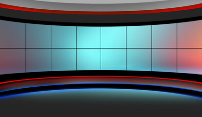 3D rendering of an abstract modern studio suitable for a news background with copy space
