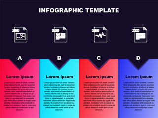 Set line JPG file document, DOC, MP3 and TXT. Business infographic template. Vector