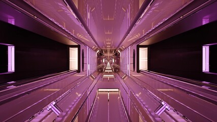 3d illustration of 4K UHD endless futuristic corridor