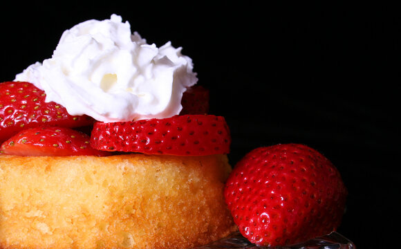 Strawberry Shortcake Dessert Isolated On Black Background