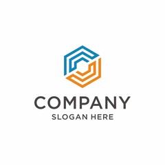 Gradient logo template with abstract polygon vector