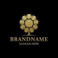 Golden tree logo design inspiration