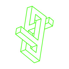 Impossible optical illusion shapes. Logo. Optical art objects. Impossible figures. Line art. Unreal geometric object.