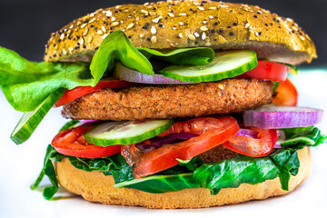 Vegetarian square burger vegan food