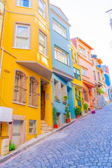 Colorful Houses in old city Balat. Balat is popular touristic destination in Istanbul