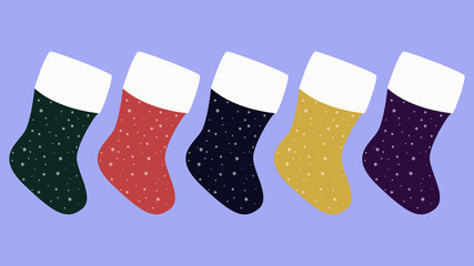 Christmas socks with snowflakes. 