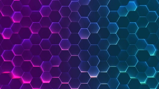 purple cyan color hexagon gradient background animation