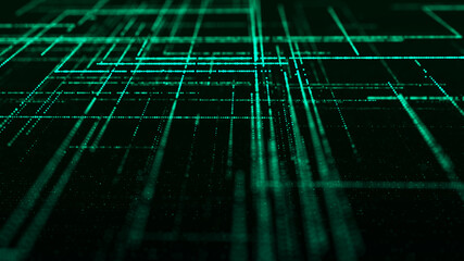 Future digital cyberspace. Sorting and analysis digital data. Technology matrix algorithm. Security storage data. 3d rendering.