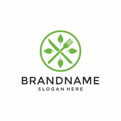 Leaf nature food logo design inspiration