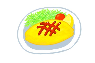 オムレツ omelet cartoon food illustration