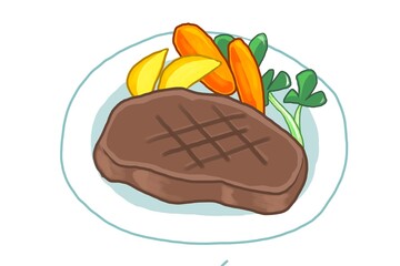 ステーキ　steak cartoon food illustration