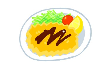 トンカツ　tonkatsu illustration 0n white background