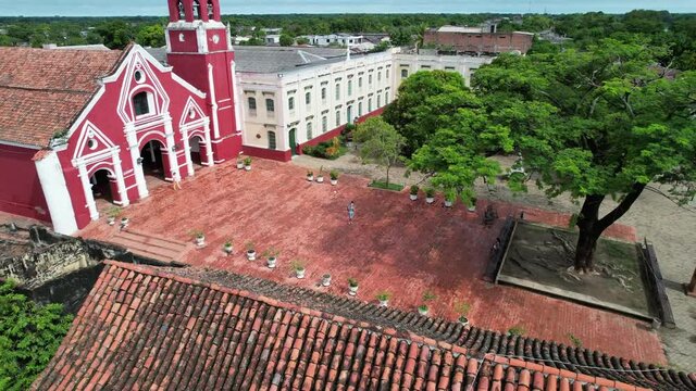 Aerial view of the church of San Francisco in the colonial town of Mompox.