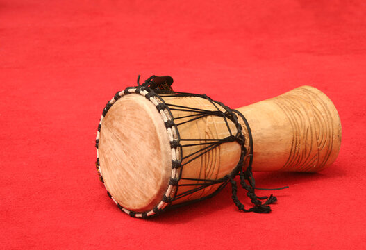 Tibal Drum Old Drum on Red Carpet